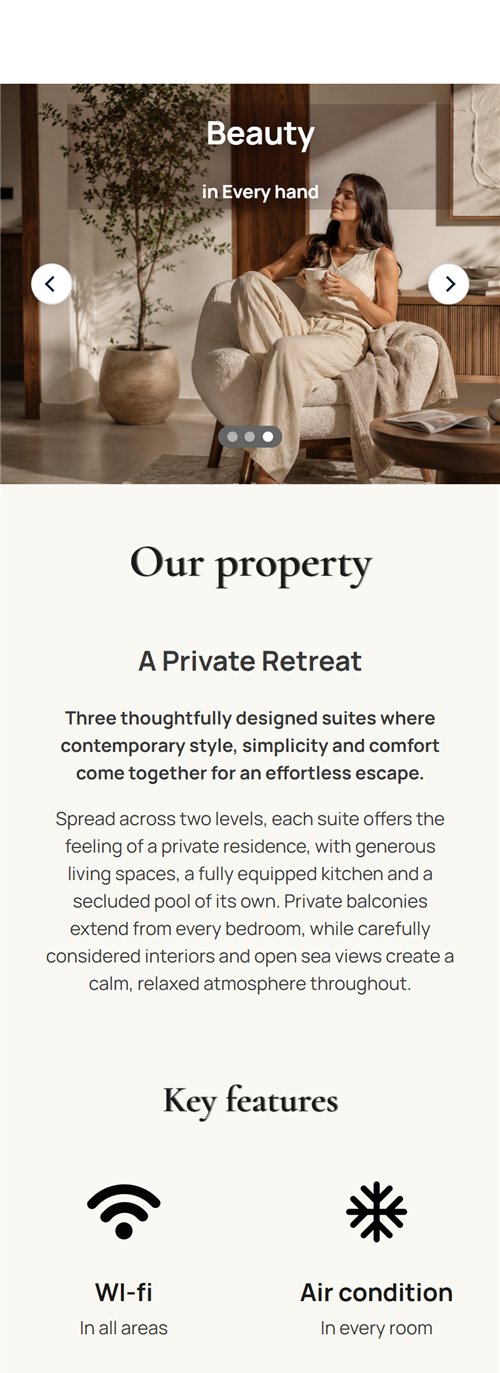 The supplied Velora mobile website capture, with its stacked property content.